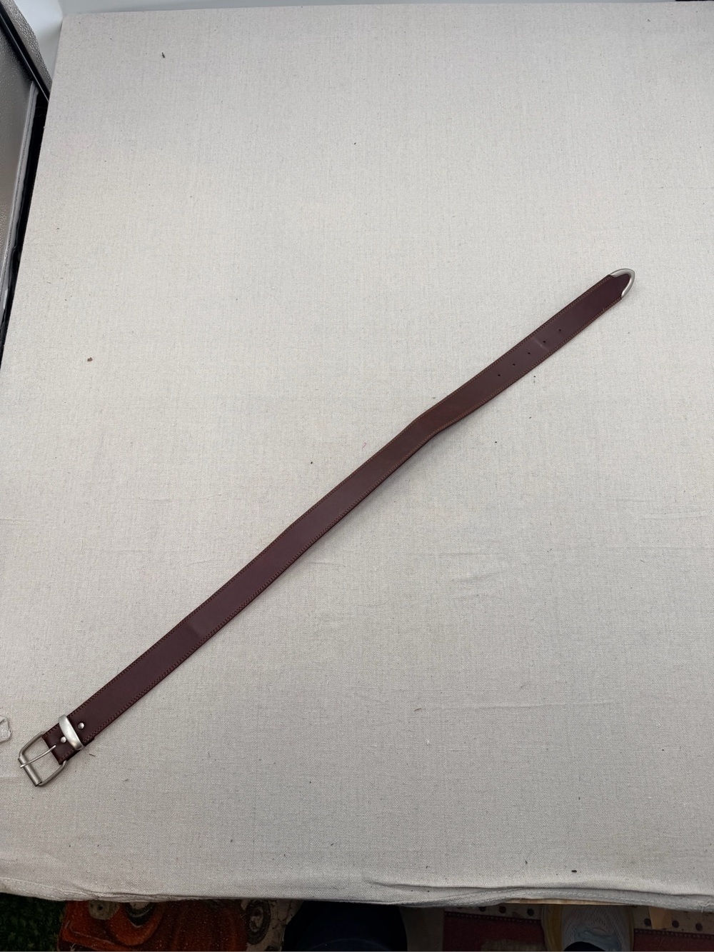 Men's Brown Leather Belt with Silver Buckle